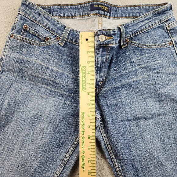 Levi's 518 Superlow Bootcut Jeans Women's 13M Flared Stretch Denim Pants Blue - Picture 6 of 11